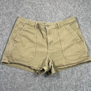 Quince‎ Olive Green Organic Cotton Stretch Twill Utility Shorts Women's Size 16